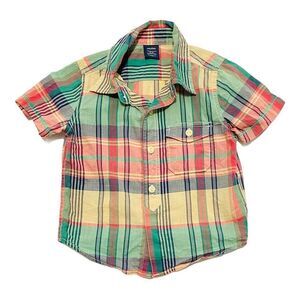 𝅺baby Gap Plaid Buttons Down Short Sleeve Shirt